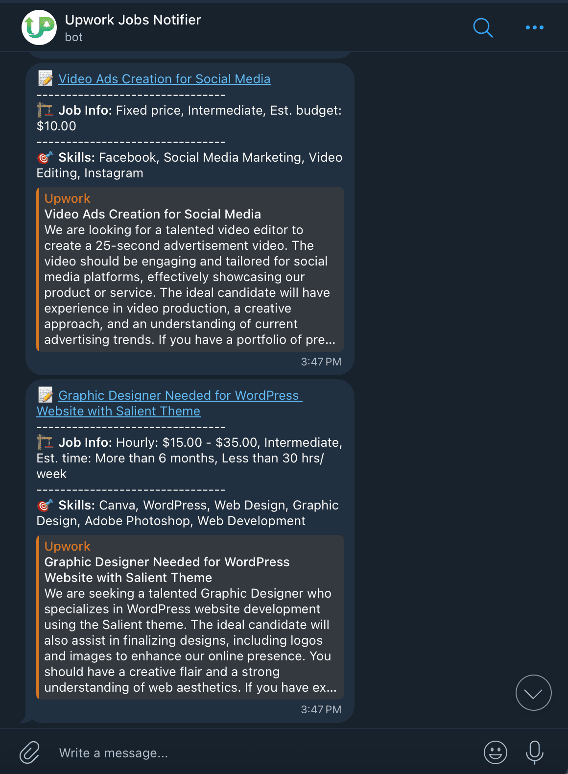 Upwork Scout - Job Scraper Bot preview